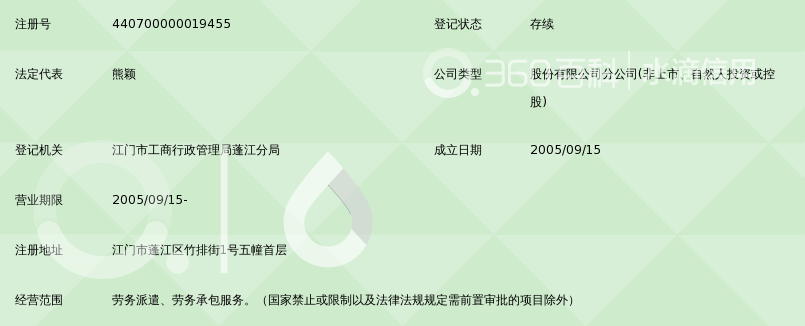 广州红海人力资源集团股份有限公司江门分公司