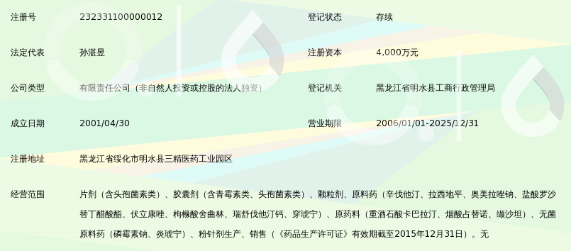 哈药集团三精明水药业有限公司_360百科