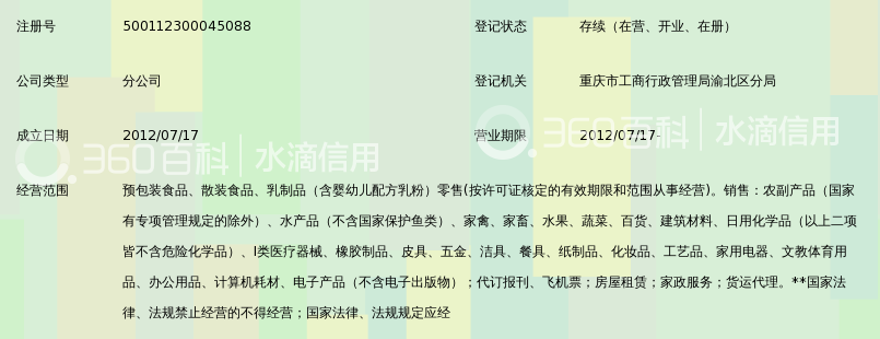 重庆市农产品集团绿优鲜商贸连锁有限公司鲁能