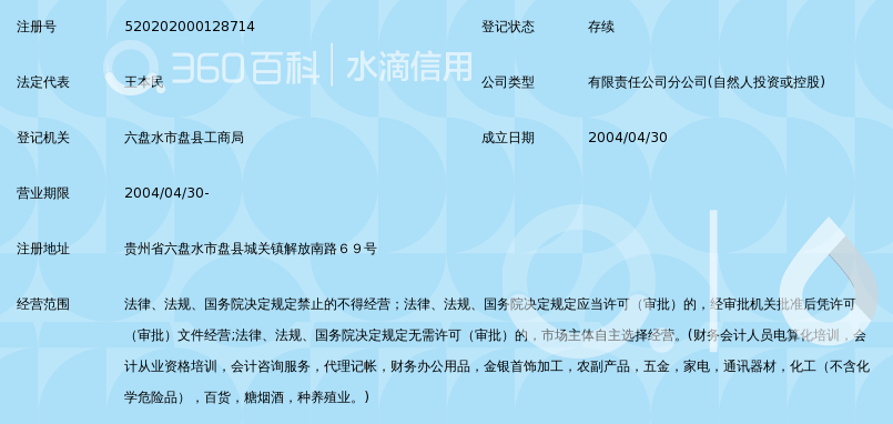 六盘水红果经济开发区会兴科贸有限公司盘县分